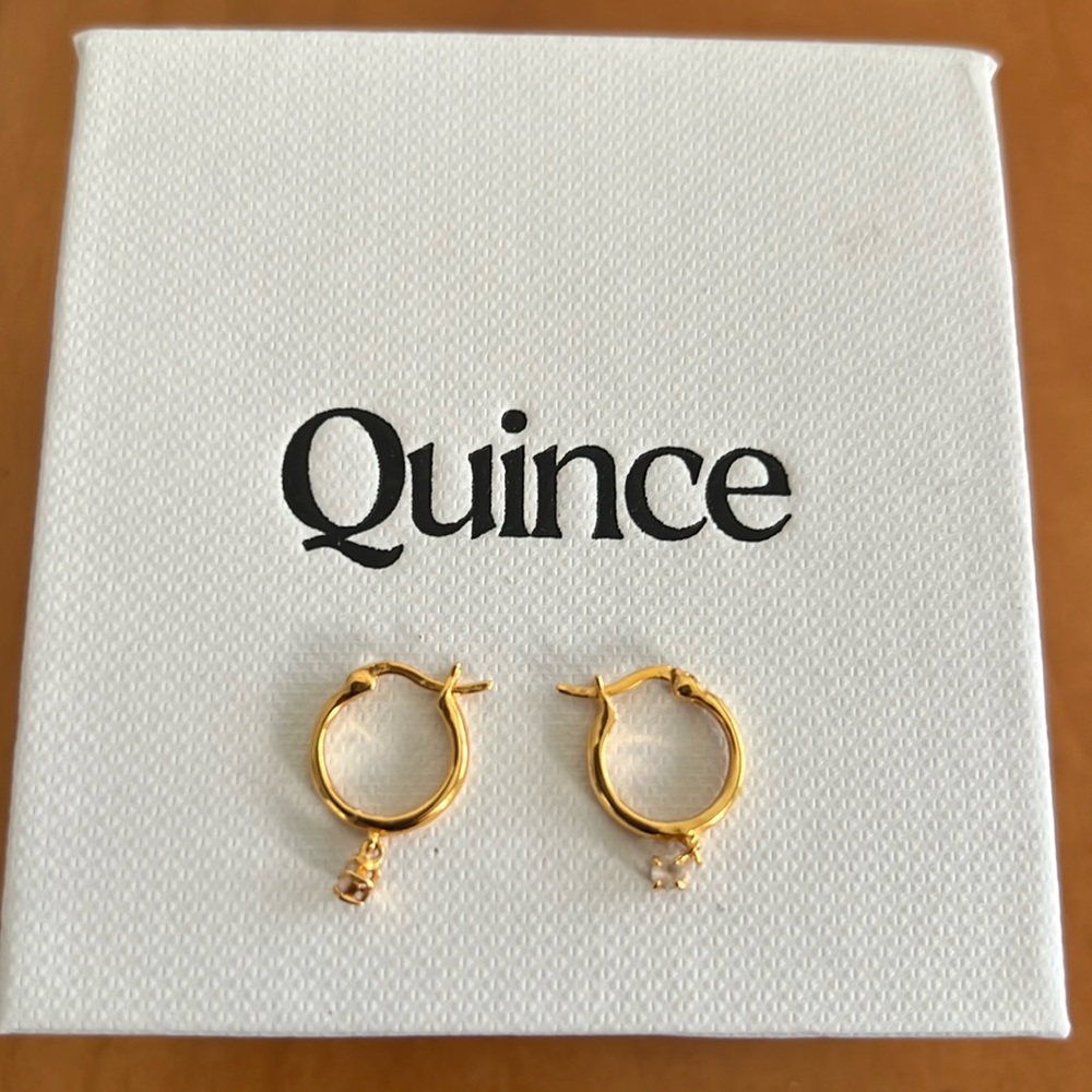 Quince White Saphire Drop Hoops - 18K Gold Vermeil